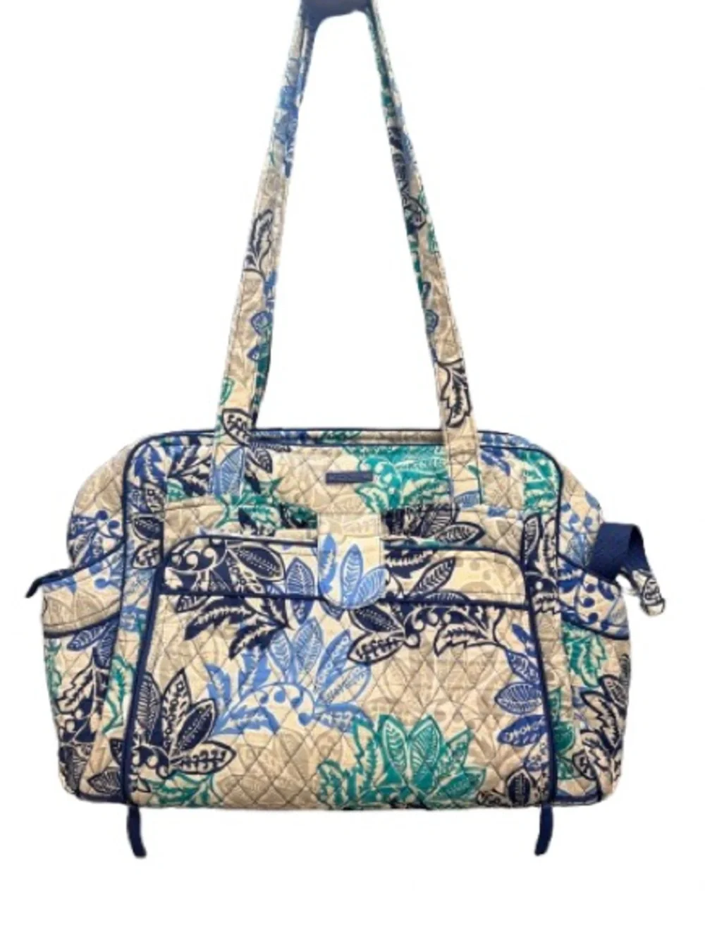 Vera Bradley Retired Santiago Quilted Diaper Bag Baby Blue Floral Changing Pad